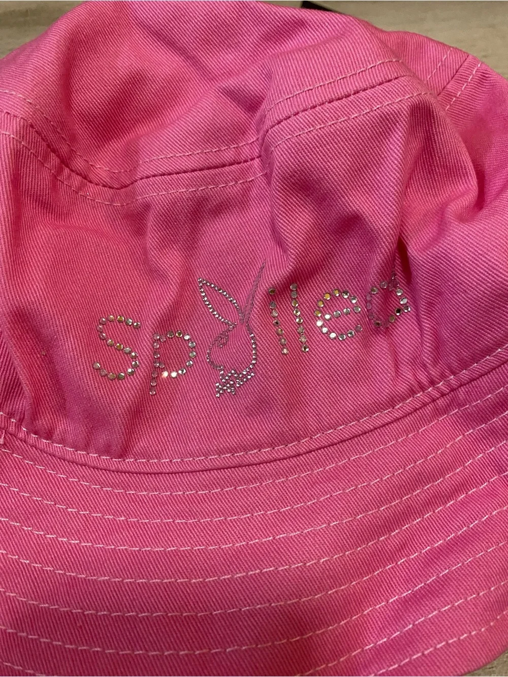 PLAYBOY Hot Pink rhinestone Spoiled bunny logo Bucket Hat - NWT